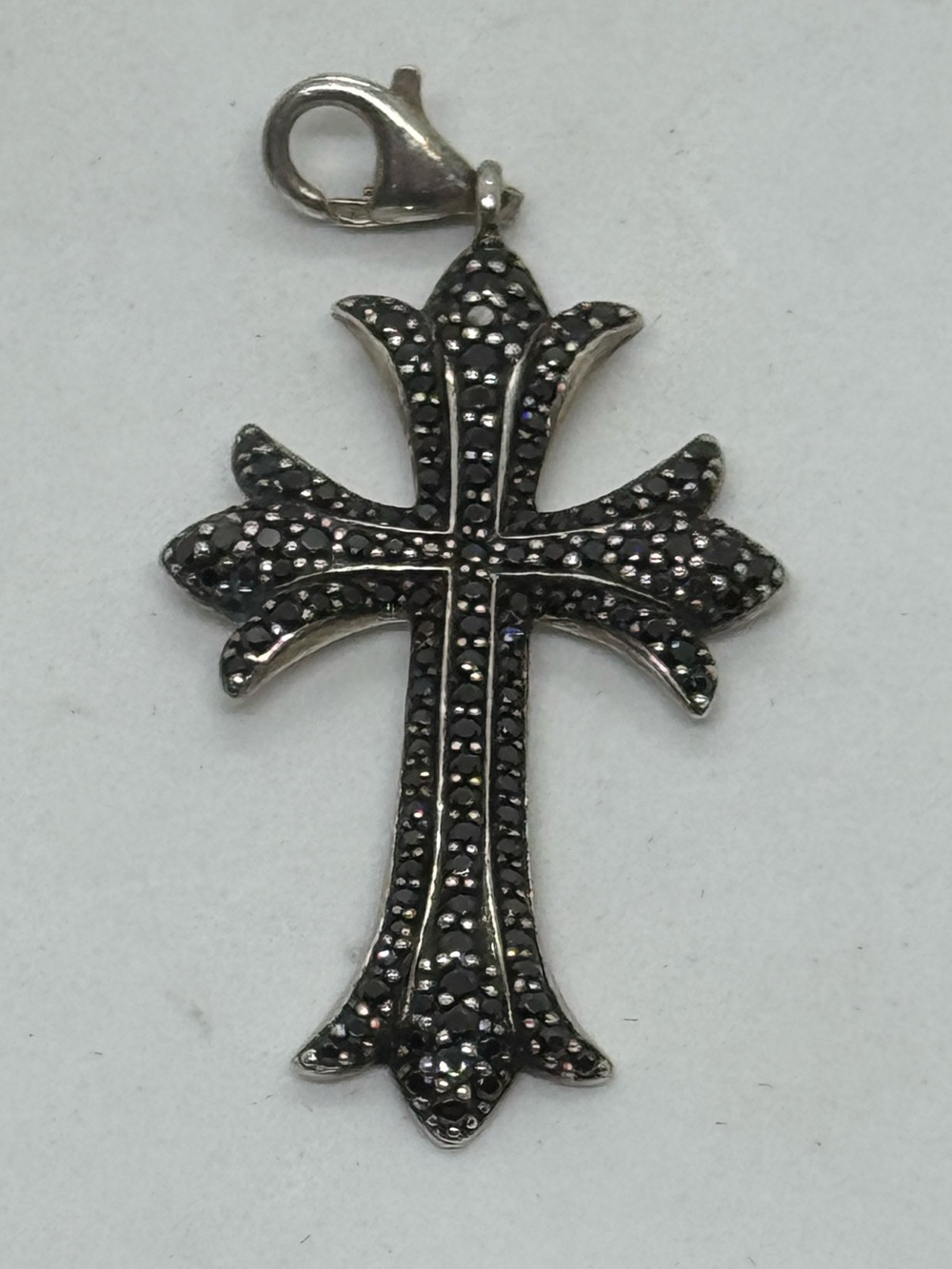 Thomas Sabo 925 Sterling Silver Black Cubic Zirconia Gothic Cross Charm Pendant